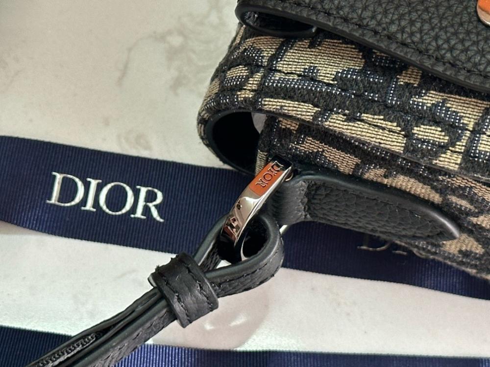 Saddle Black Printed Calfskin Shoulder Bag