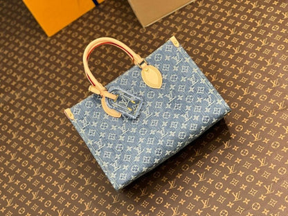 Classic Italian-Inspired Denim Shoulder Bag