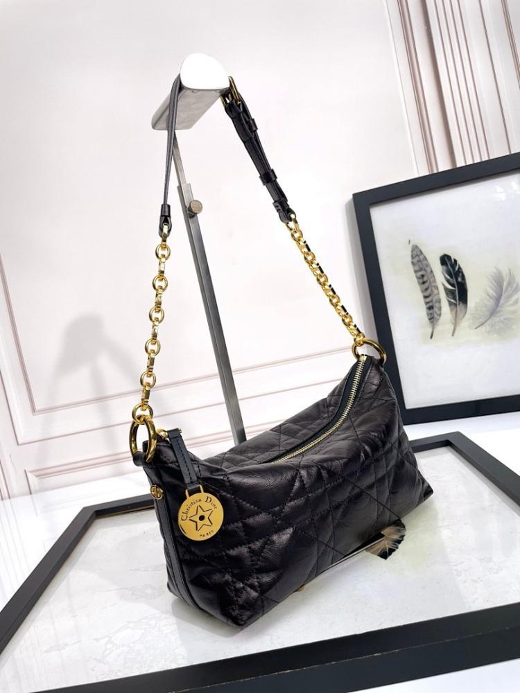 Luxury Refined Black Quilted Calfskin Shoulder Bag
