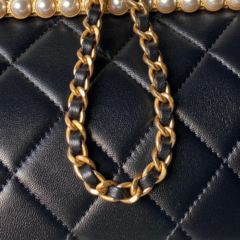 Gold Studded Leather Top Handle Bag