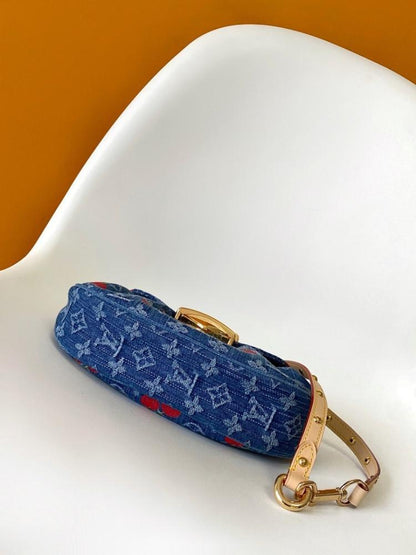Modern Luxury Monogram Denim Shoulder Bag