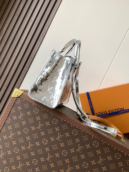 OnTheGo Silver Monogram Tote Bag