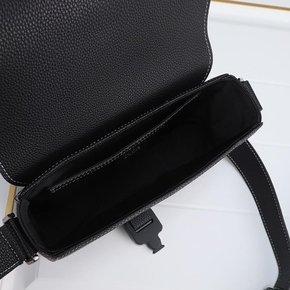 Modern Italian-Inspired Black Printed Calfskin Shoulder Bag