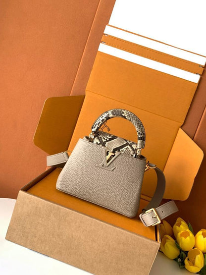 Embroidered Leather Top Handle Bag