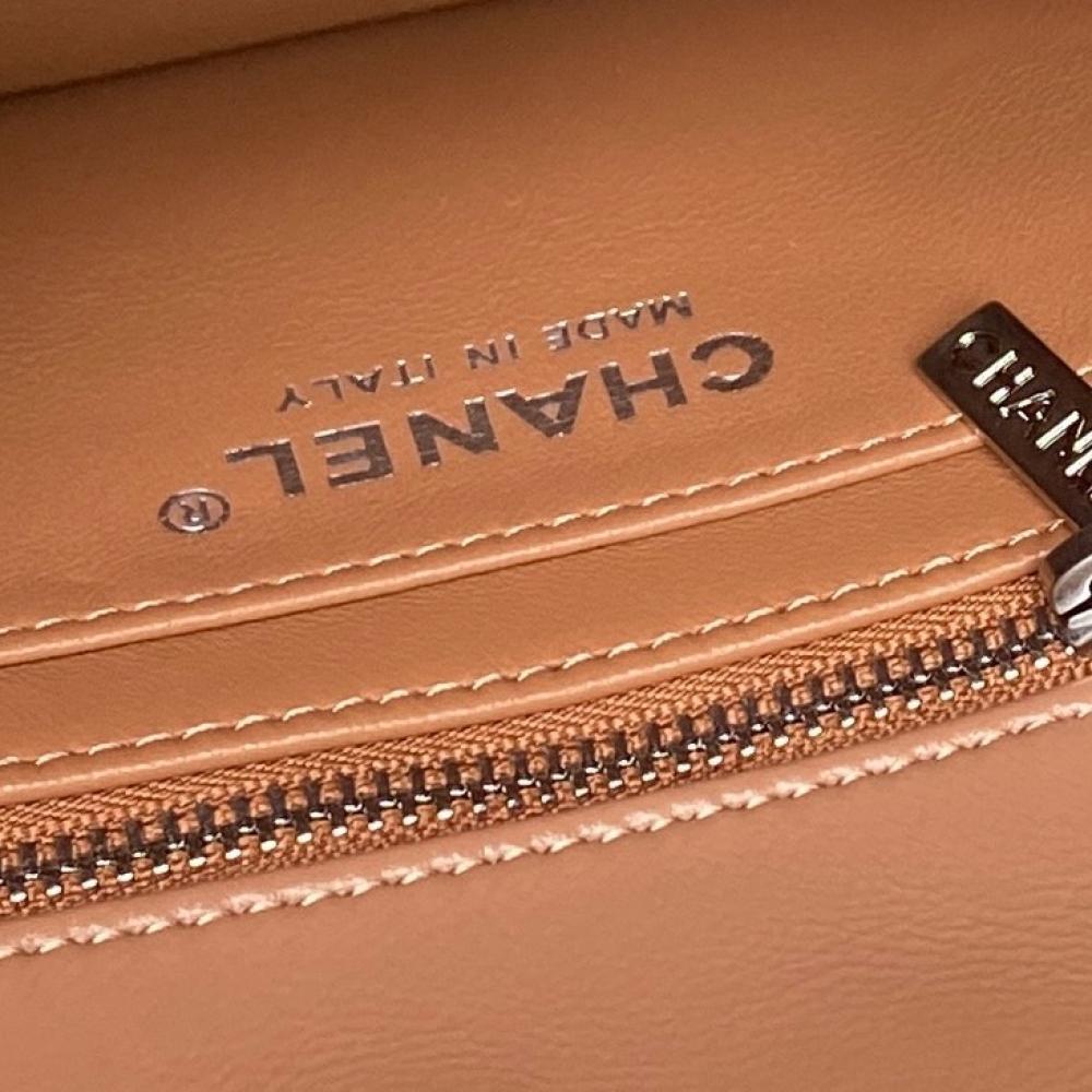 Gold Leather Top Handle Bag