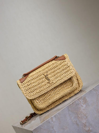 Niki Raffia Top Handle Bag