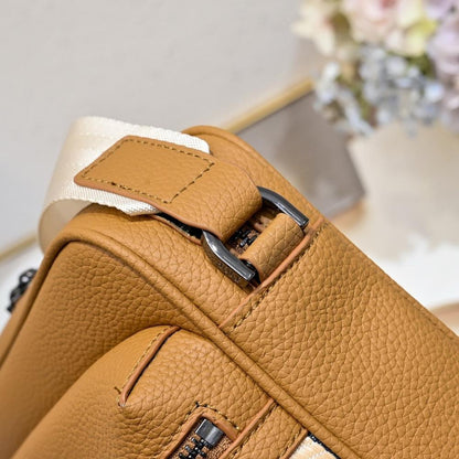 Modern Refined Black Monogram Leather Crossbody Bag