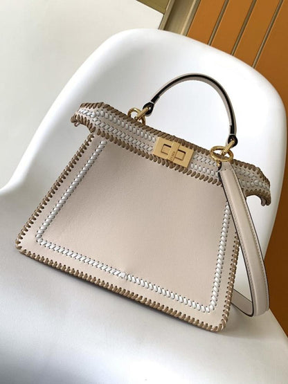 Classic Woven Leather Top Handle Bag