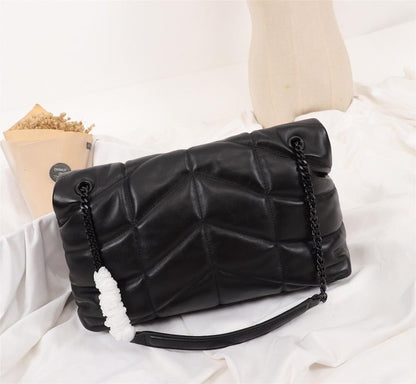 Modern Refined Silver Quilted Lambskin Top Handle Bag