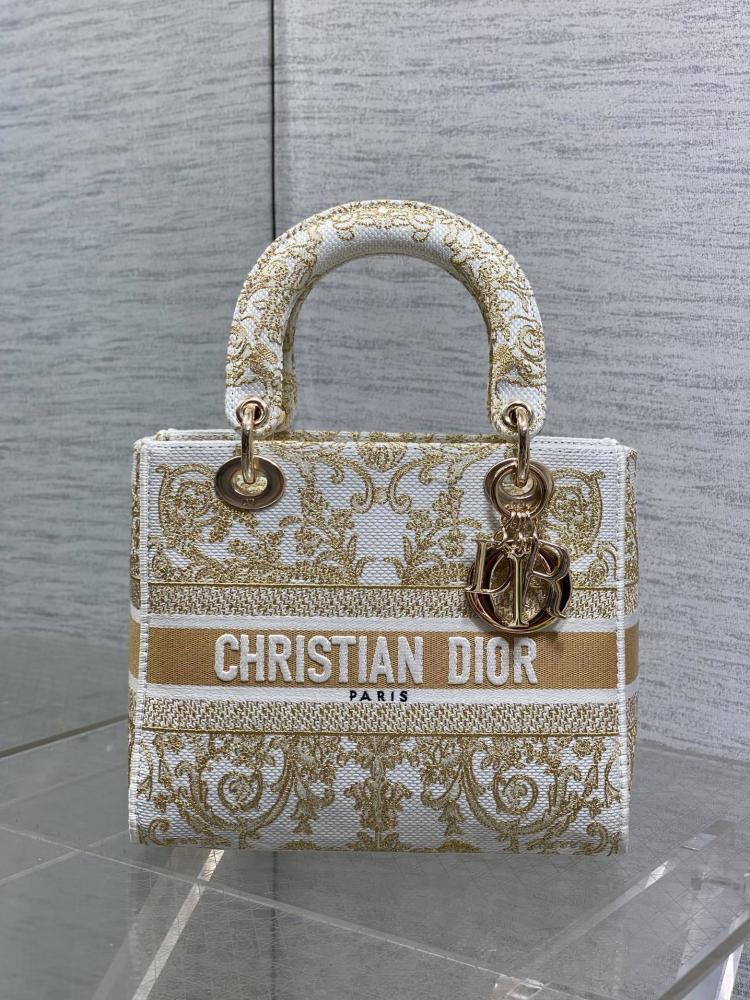 Gold Embroidered Top Handle Bag
