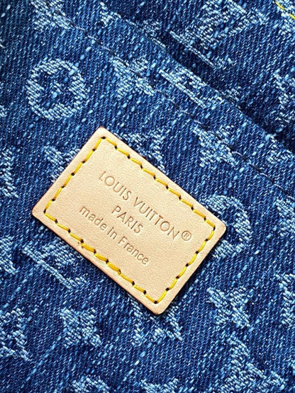 Modern Luxury Monogram Denim Shoulder Bag