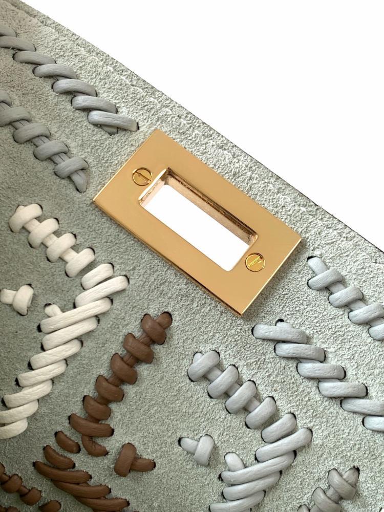Embroidered Calfskin Top Handle Bag