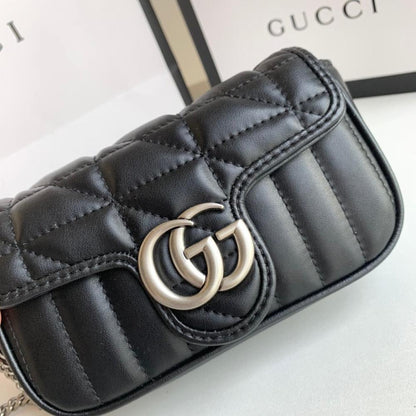 GG Marmont Silver Embroidered Shoulder Bag