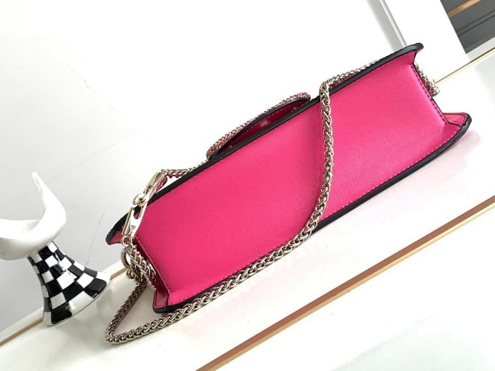 Modern Crystal-Embellished Lambskin Shoulder Bag