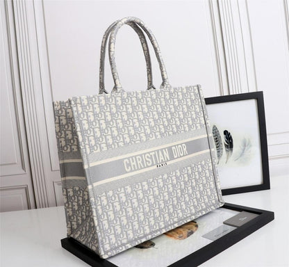 Classic Italian-Inspired Blue Embroidered Top Handle Bag