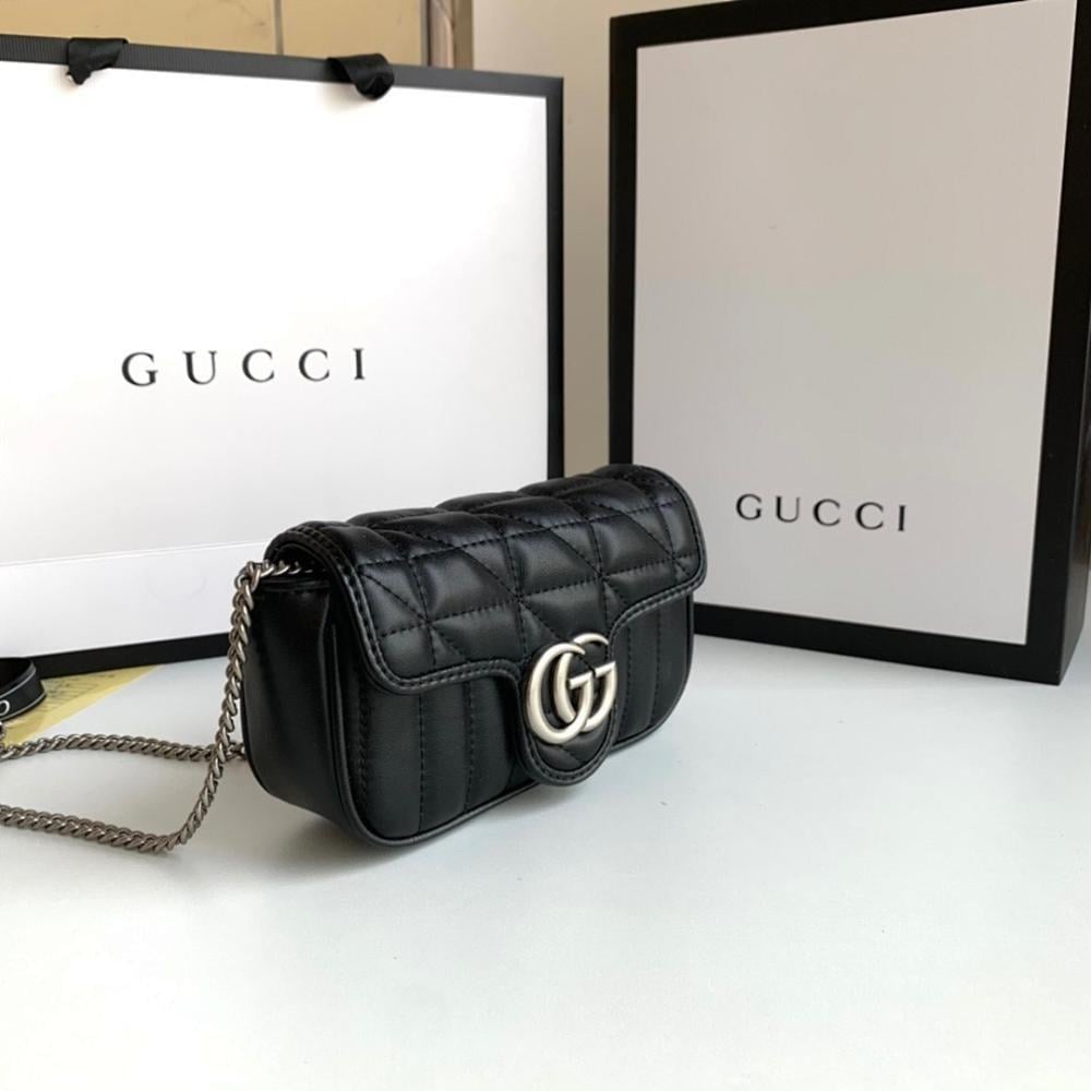 GG Marmont Silver Embroidered Shoulder Bag
