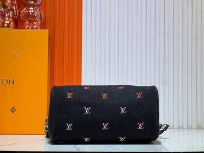 Modern Stylish Embroidered Denim Top Handle Bag