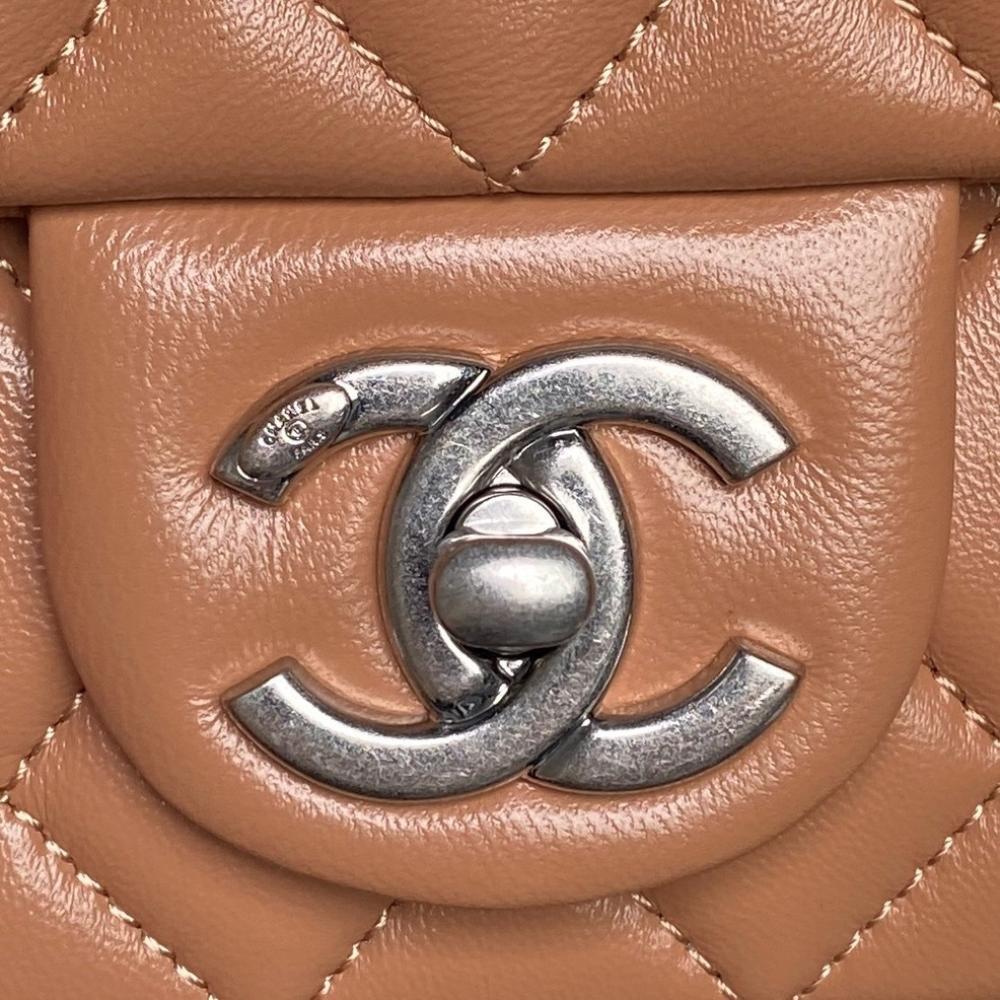 Gold Leather Top Handle Bag