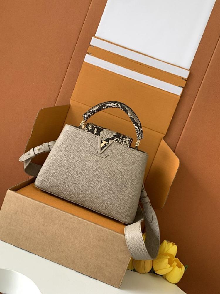 Gold Leather Top Handle Bag