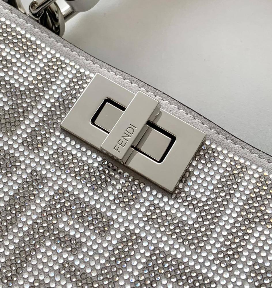 Silver Crystal-Embellished Shoulder Bag