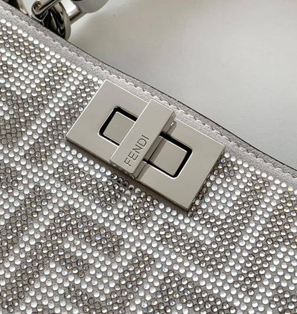 Silver Crystal-Embellished Shoulder Bag