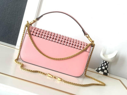 Modern Italian-Inspired Woven Calfskin Shoulder Bag