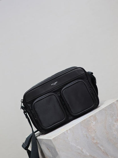 Italian-Inspired Elegant Black Nylon Shoulder Bag