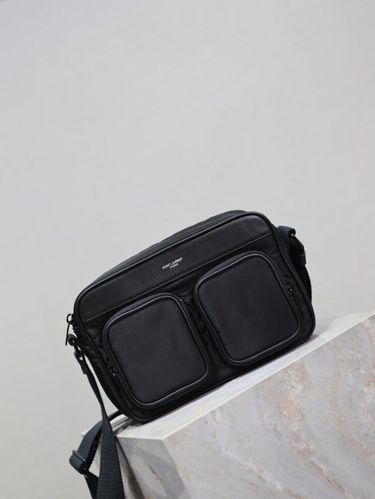 Italian-Inspired Elegant Black Nylon Shoulder Bag