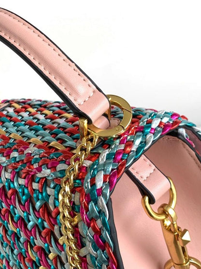 Modern Luxury Gold Woven Leather Tote Bag