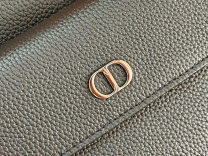 Luxury Refined Black Leather Top Handle Bag