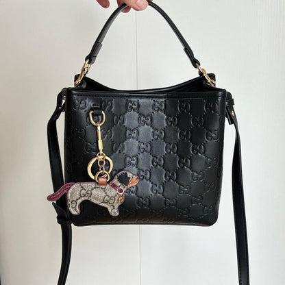 Classic Refined Brown Quilted Canvas Shoulder Bag