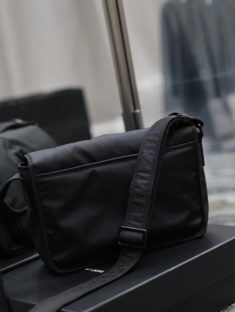Classic Refined Black Nylon Crossbody Bag
