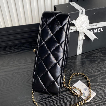 Woven Leather Top Handle Bag