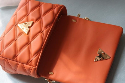 Modern Premium Quilted Lambskin Top Handle Bag