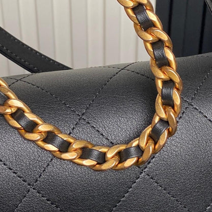 Gold Calfskin Top Handle Bag