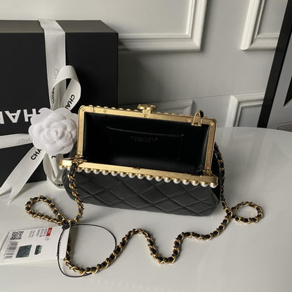 Gold Studded Leather Top Handle Bag
