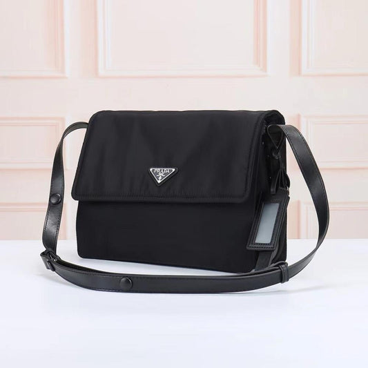 Elegant Refined Quilted Nylon Shoulder Bag
