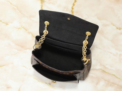 Modern Refined Gold Monogram Leather Shoulder Bag