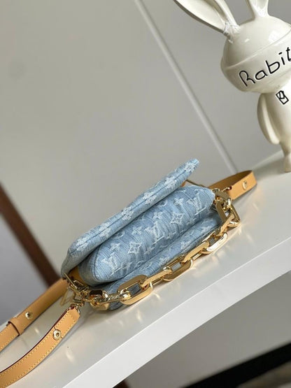 Modern Elegant Blue Leather Crossbody Bag
