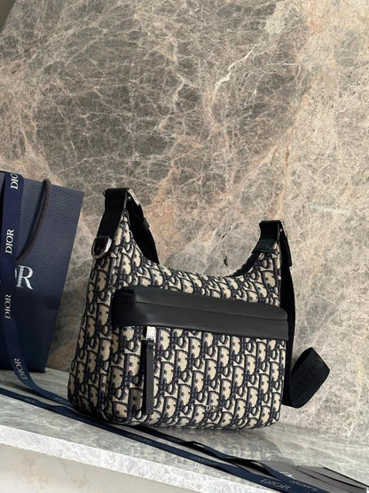Stylish Refined Black Printed Calfskin Shoulder Bag