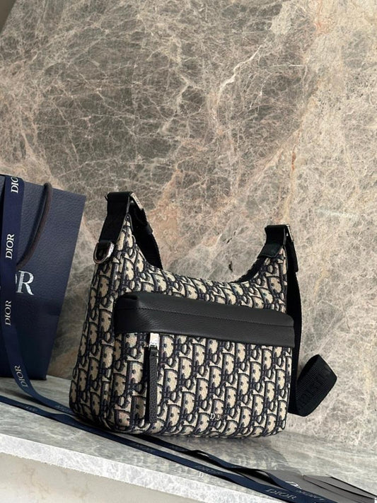 Stylish Refined Black Printed Calfskin Shoulder Bag