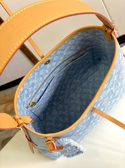 Modern Luxury Denim Top Handle Bag