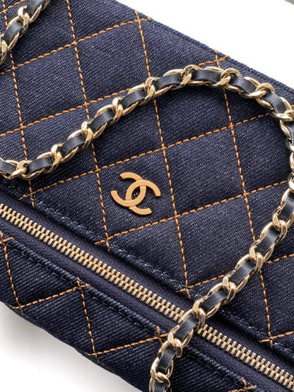 Embroidered Denim Shoulder Bag