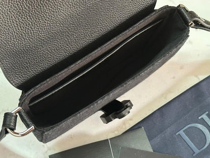 Saddle Grey Calfskin Shoulder Bag