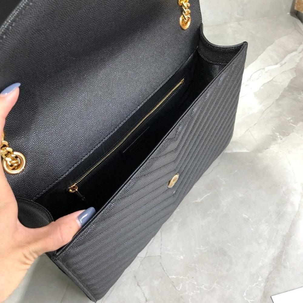 Italian-Inspired Luxury Black Leather Shoulder Bag