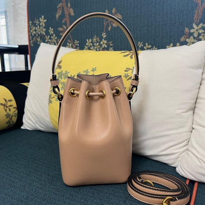 Modern Italian-Inspired Leather Bucket Bag