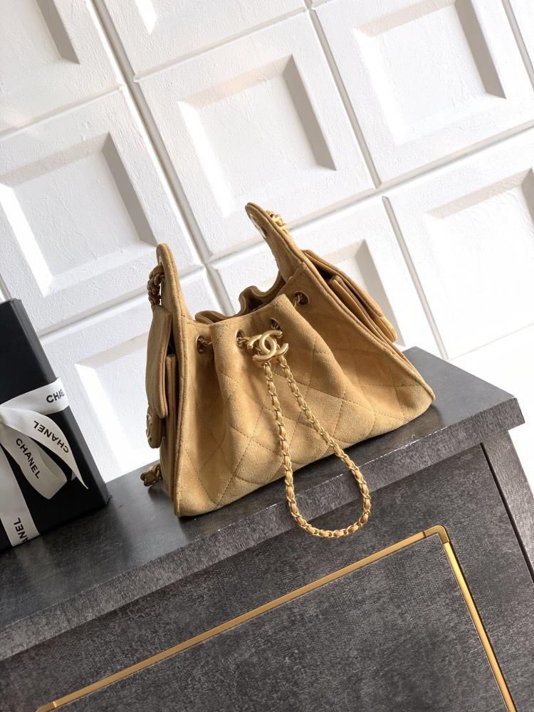 Gold Leather Bucket Bag