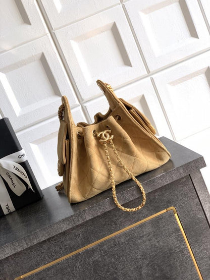 Gold Leather Bucket Bag
