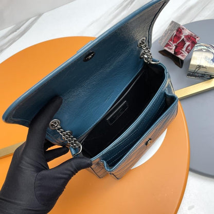 Silver Leather Shoulder Bag