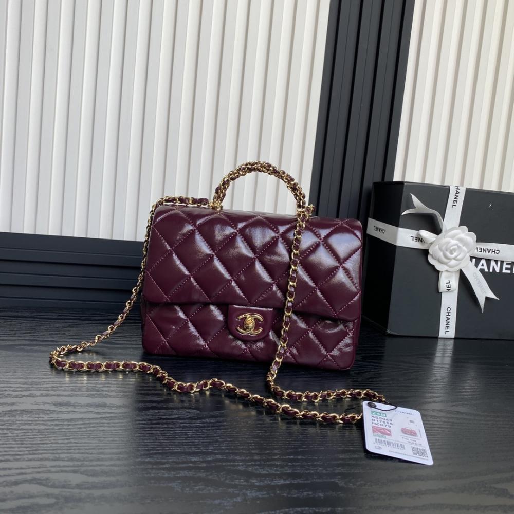 Elegant Lambskin Top Handle Bag